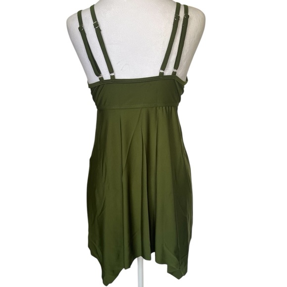 NWT Two Piece Tankini Bathing Suit Adjustable Straps Boy shorts Olive Green Md - Picture 7 of 12